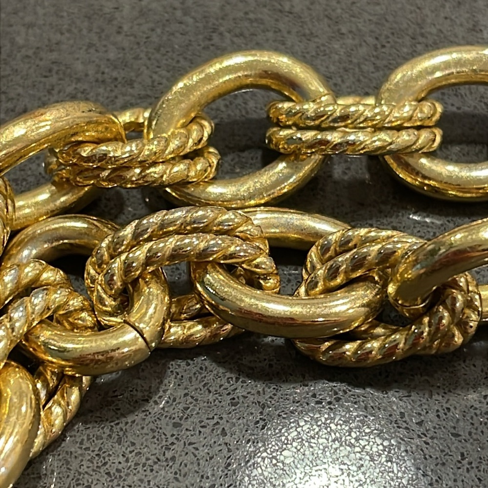 Milor Stainless Steel Gold-Tone Rope Link Chunky Necklace - Picture 12 of 16